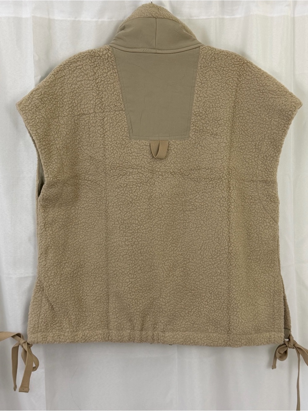 Stand Up Collar Sleeveless Teddy Sherpa Vest Jacket  - Beige/Tan XS NWT - Picture 5 of 6
